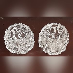 Tiffany Rock Cut Crystal Votive Candle Holder Set of 2